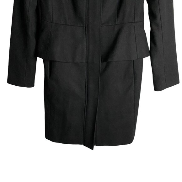 Banana Republic Women's Black Monogram Wool Blend Peplum Lady Coat - Picture 3 of 10